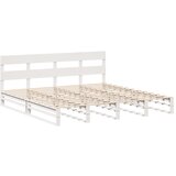vidaXL Posteljni okvir z vzglavjem bel 200x200 cm trdna borovina, (21273517) | Shoptok.si