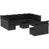 Maison Chic Seti vrtnega pohištva - Vrtna garnitura - Vrtni pohištvo set 12-delna z blazinami črn poli ratan, (21818705) | Shoptok.si