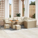 vidaXL 12-dijelni set vrtnih sofa s jastucima Bež Poli Ratan Akacija | shoptok.hr