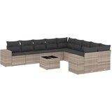 vidaXL 11-dijelni set vrtnih sofa poliratan s jastucima svijetlosivi | shoptok.hr