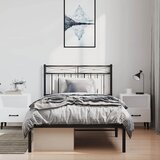  Metalni okvir za krevet s uzglavljem crni 100x200 cm | shoptok.hr
