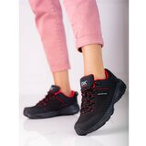 DK Women's trekking shoes on a thick sole black and red Cene