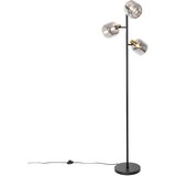 QAZQA Smart Vloerlamp zwart met goud met smoke glas 3-lichts incl. 3 Wifi P45 - Zuzanna | Shoptok.si
