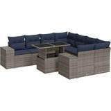 vidaXL 9-dijelni set vrtnih sofa poliratan i bagrem s jastucima sivi | shoptok.hr