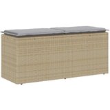 vidaXL Vrtna klupa s jastukom bež 110x40x44 cm poliratan | shoptok.hr
