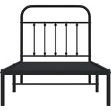  Metalni okvir za krevet s uzglavljem crni 90x200 cm | shoptok.hr
