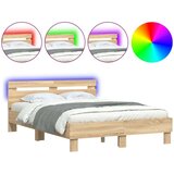 vidaXL Okvir za krevet s uzglavljem i LED boja hrasta 120x200 cm | shoptok.hr
