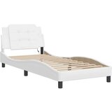 vidaXL Posteljni okvir z LED lučkami bel 100x200 cm umetno usnje | Shoptok.si