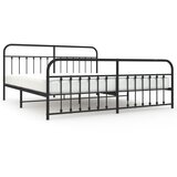 The Living Store Kovinski posteljni okvir z vzglavjem in vznožjem črn 200x200 cm - Posteljni Okvir, (21526239) | Shoptok.si