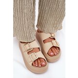 Boto Women's Platform Sandals with Golden Buckles Beige Zorila | Shoptok.si