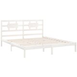  Posteljni okvir bel iz trdnega lesa 200x200 cm, (20684917) | Shoptok.si