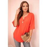 Kesi Włoski Women's muslin shirt with a button red Cijene