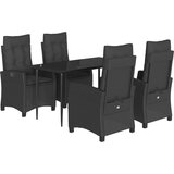 vidaXL 5-dijelni vrtni blagovaonski set s jastucima od poliratana crni | shoptok.hr