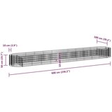 vidaXL Visoka greda gabion pocinkano železo 600x100x50 cm | Shoptok.si