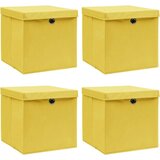 vidaXL Kutije za pohranu s poklopcima 4 kom žute 32x32x32 cm tkanina | shoptok.hr