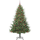 vidaXL Umjetna predsvetljena božićna jelka s kompletom kroglica Zelena | Shoptok.si