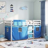  Krevet na kat sa zavjesama plavi 80x200 cm od masivne borovine | shoptok.hr
