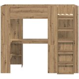  Postelja na podstrešju z mizo Umetni hrast 75 x 190 cm, (5000137064) | Shoptok.si