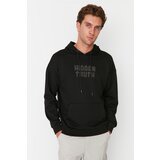 Trendyol Black Men's Oversize Fit Hooded Long Sleeve Printed Thick Sweatshirt | Shoptok.si