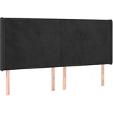 Maison Chic posteljno vzglavje - vzglavna omarica - nočna omarica z ušesi črno 163x16x118/128 cm žamet, (21708475) | Shoptok.si