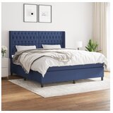 vidaXL Box spring postelja z vzmetnico modra 180x200 cm blag Cene