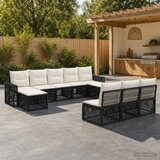  Sjedeća garnitura za vrt 10 kom. Crna i krem-bijela poliratan 65,5 x 62 x 70 cm | shoptok.hr