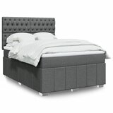 vidaXL Box spring postelja z vzmetnico temno siva 140x200 cm blago | Shoptok.si
