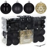  Set Božićnih kuglica crne i zlatne boje, 100 komada, 3 / 4 / 6 cm | shoptok.hr