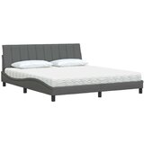 vidaXL Postelja z vzmetnico temno siva 180x200 cm blago | Shoptok.si