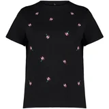 Trendyol Curve Black Embroidery Detailed Boyfriend Knitted T-shirt