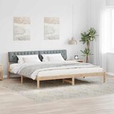  Okvir kreveta s uzglavljem Smeđa i svijetlo siva 200 x 200 cm | shoptok.hr