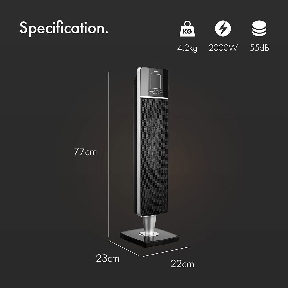 Vonhaus 2000 W premium oscilirajući keramički PTC grijač crni 2514041 | shoptok.hr