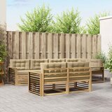  Set vanjskih sofa 7 kom. Bijela i bež Poliester Smeđa 327 x 168,5 x 73 cm | Shoptok.si