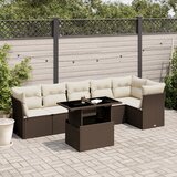 vidaXL 7-dijelni set vrtnih sofa od poliratana s jastucima smeđi | shoptok.hr
