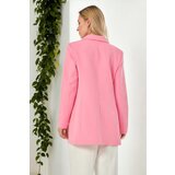 Dewberry 26139 Womens Large Size Woven Blazer Jacket-PINK | shoptok.hr