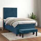 Box spring krevet s madracem tamnoplavi 90x200 cm baršunasti Cijene