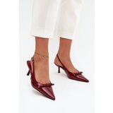 Boto Patent leather pumps with heel with bow burgundy Olvena Cene