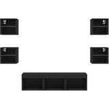  7-dijelni zidni TV elementi s LED svjetlima crni drveni | shoptok.hr