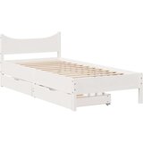 vidaXL Posteljni okvir s predali bel 75x190 cm trdna borovina | Shoptok.si
