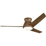 Elstead Lighting Elstead Kichler Eris Stropni ventilator s 3 lopaticami, 132 cm, LED lučjo, orehovim lesom, IP44, z daljinskim upravljalnikom, (22100416) | Shoptok.si