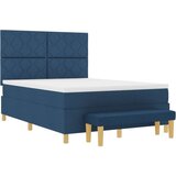vidaXL Krevet s opružnom podlogom s madracem i klupom Plavi 140x200 cm Tkanina | shoptok.hr