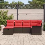  Vrtna sedežna garnitura z blazino 6 pcs Rjava Poly ratan, (5000021306) | Shoptok.si