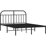 vidaXL Kovinski posteljni okvir z vzglavjem črn 135x190 cm | Shoptok.si