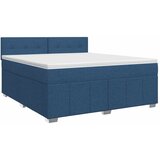  Boxspring krevet s madracem Plava 140 x 190 cm Tkanina - Plava 140 x 190 cm Prošiveno gumbima | shoptok.hr