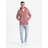Ombre BASIC men's unbuttoned cotton sweatshirt - dark pink | Eponuda.ba