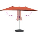  Vrtni dežnik Terakota 385 x 209 x 244 cm Poliester in jeklo, (5000160731) | Shoptok.si