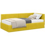 vidaXL Kutni krevetni okvir s madracem s uzglavljem 2 pcs Žuta Baršun - Žuta 100 x 200 cm | shoptok.hr