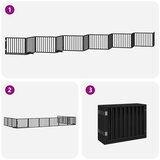  Vrata za pse s vratašcima 12 panela sklopiva 960 cm drvo topole Crna 80 x 60 x 2 cm | Shoptok.si