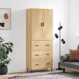 vidaXL Visoka komoda sonoma hrast 69,5x34x180 cm inženirski les | Shoptok.si