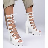 D/CEO marka niezdefiniowana White high-heeled boots with cut-outs Marsala | shoptok.hr
